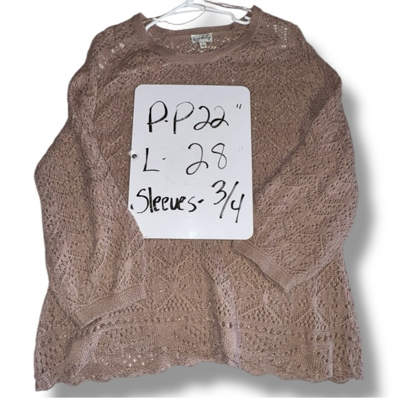 Anthropologie (Wonderly) Pink Beige Loose Knit Layering Sweater Women’s Size L - Picture 15 of 16